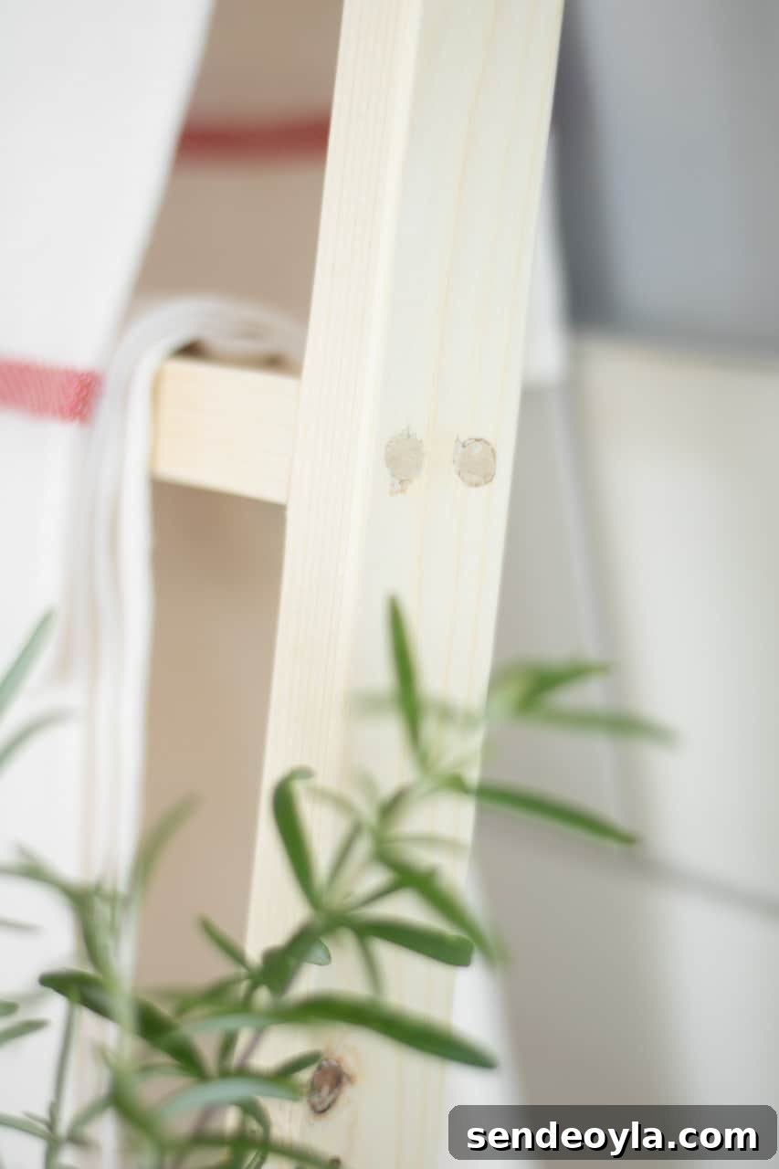 Tea towel ladder on counter