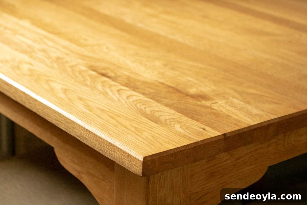 Refinish Oak Furniture: DIY Restoration Guide 3 close up of routered 45 degree profile on oak dining table