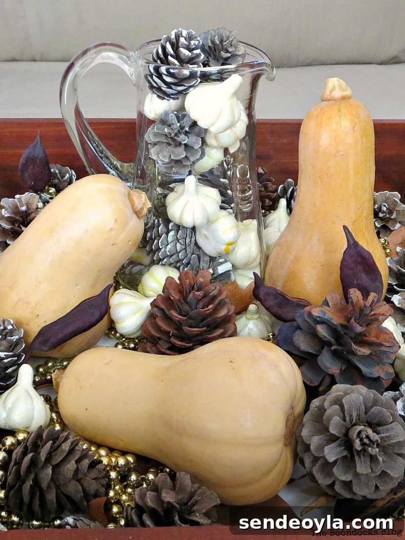 Faux Fall Vignette, 12 Colorful ways to help you prepare for Thanksgiving www.theboondocksblog.com