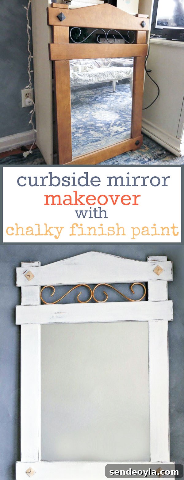 Curbside Mirror Makeover: Revamp Thrifted Mirrors 10 Wood mirror painted with chalky finish paint and gold metallic paint, distressed and waxed for a vintage farmhouse look, #mirrormakeover #distressedlook #vintagelook #farmhousestyle #lazyDIY #curbsidefind #chalkyfinishpaint How to Makeover a Curbside Mirror the Lazy Way www.theboondocksblog.com