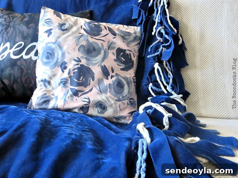Blue throw with fringe - Four Year Blog Anniversary and an Important Lesson Learned