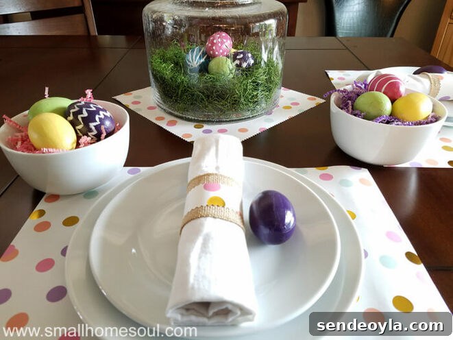 Bright polka dot Easter tablescape