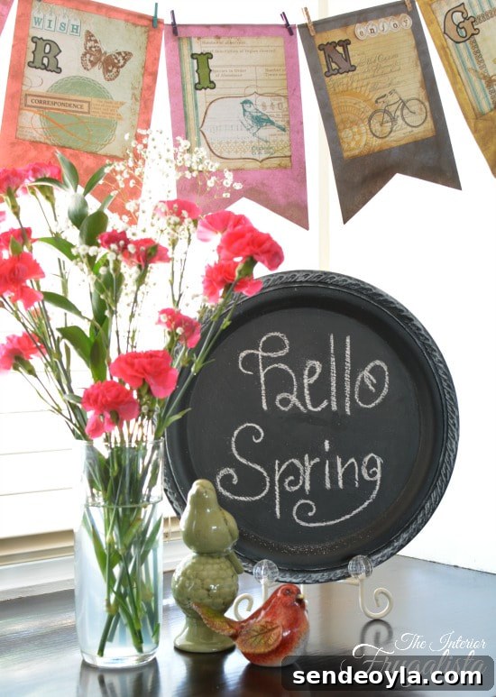 Chalkboard painted trays for spring