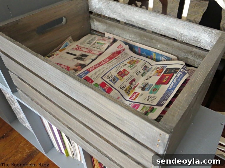 Stain Wooden Crates for a Professional Finish 10 Finished crate used for newspaper storage