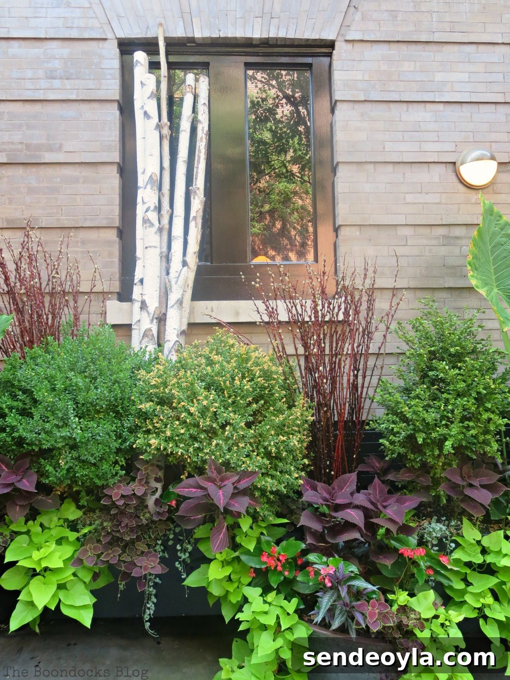 Tiny garden in front of a window, A monumental Surprise at Hudson Square in New York, www.theboondocksblog.com