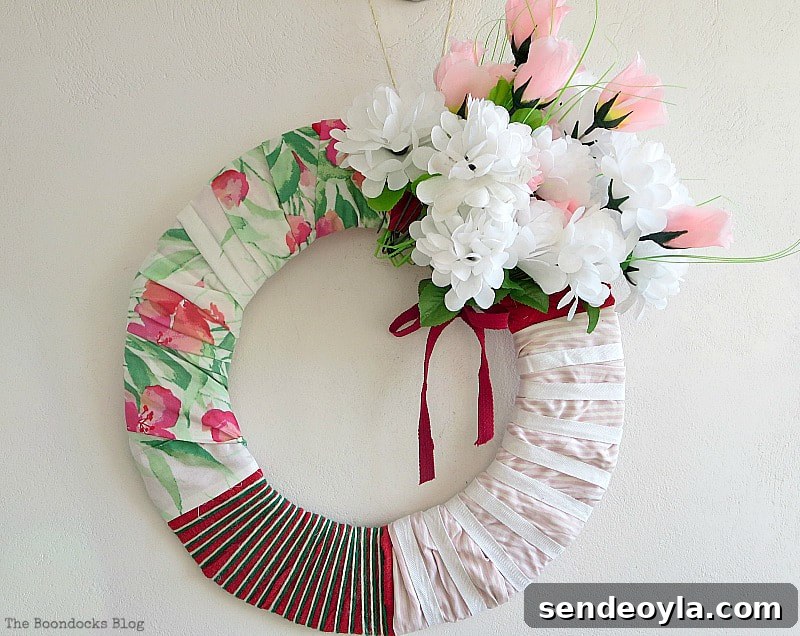 15 DIY Upcycle Ideas for Old Clothes 10 How to repurpose old clothe into a spring wreath.
