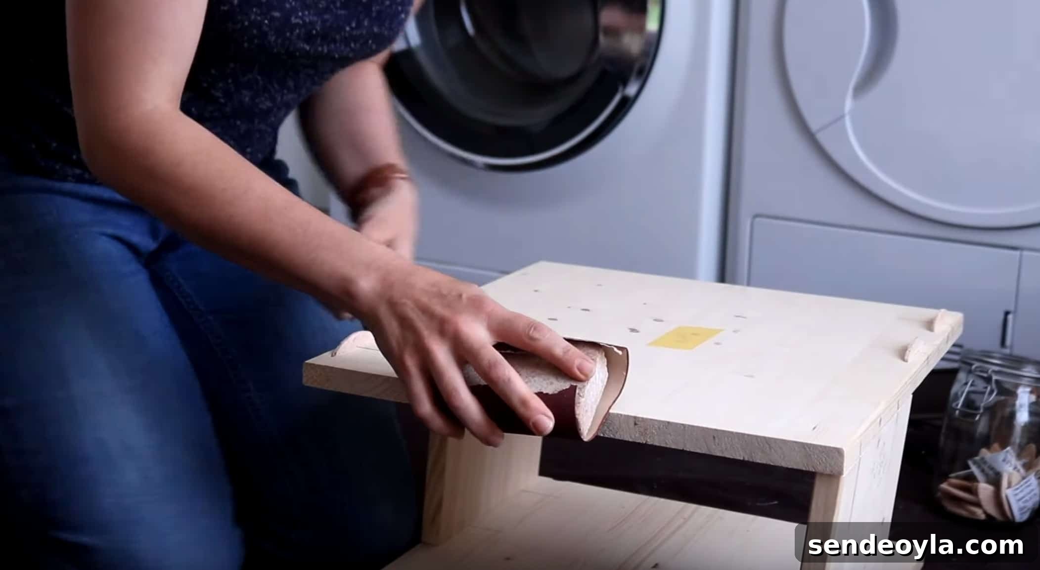 DIY S-Shaped Sculptural Side Table 13 sanding edges of s shaped unusual side table