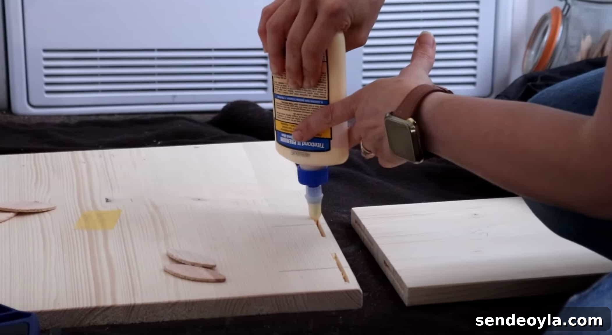 DIY S-Shaped Sculptural Side Table 14 gluing biscuit joins