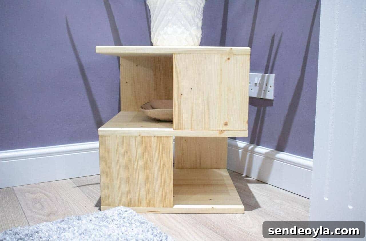 DIY S-Shaped Sculptural Side Table 17 DIY S Shaped unusual side sable for a chequered look