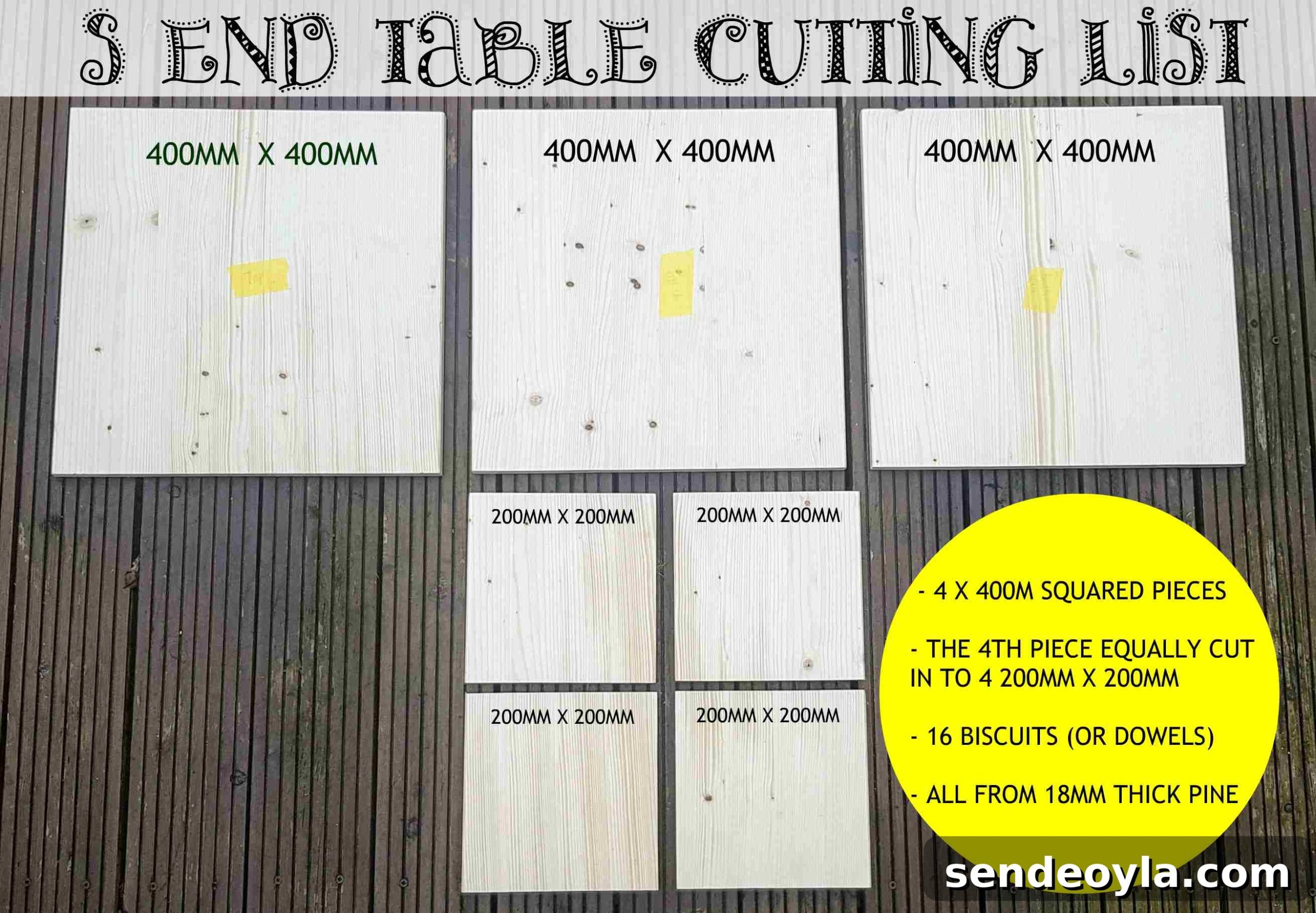 DIY S-Shaped Sculptural Side Table 6 easy unusual side table cutting list