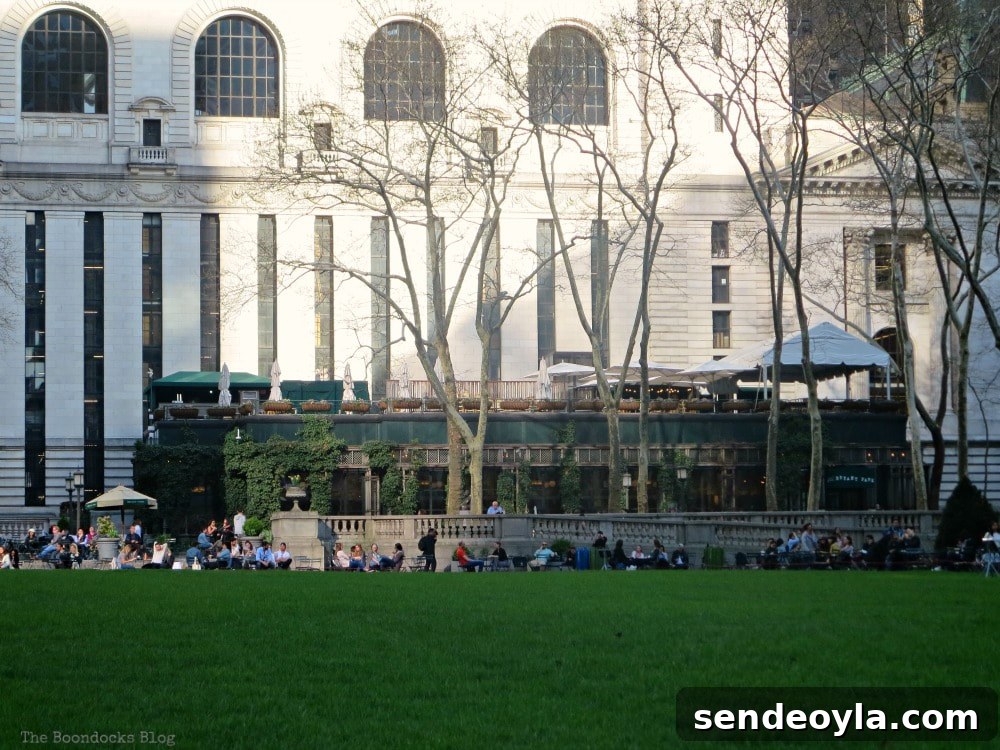 Discover Restored Bryant Park and Nearby Attractions 4 Back of library building with Restaurant Grill, A Visit to the Restored Bryant Park and its Surrounding Areas www.theboondocksblog.com