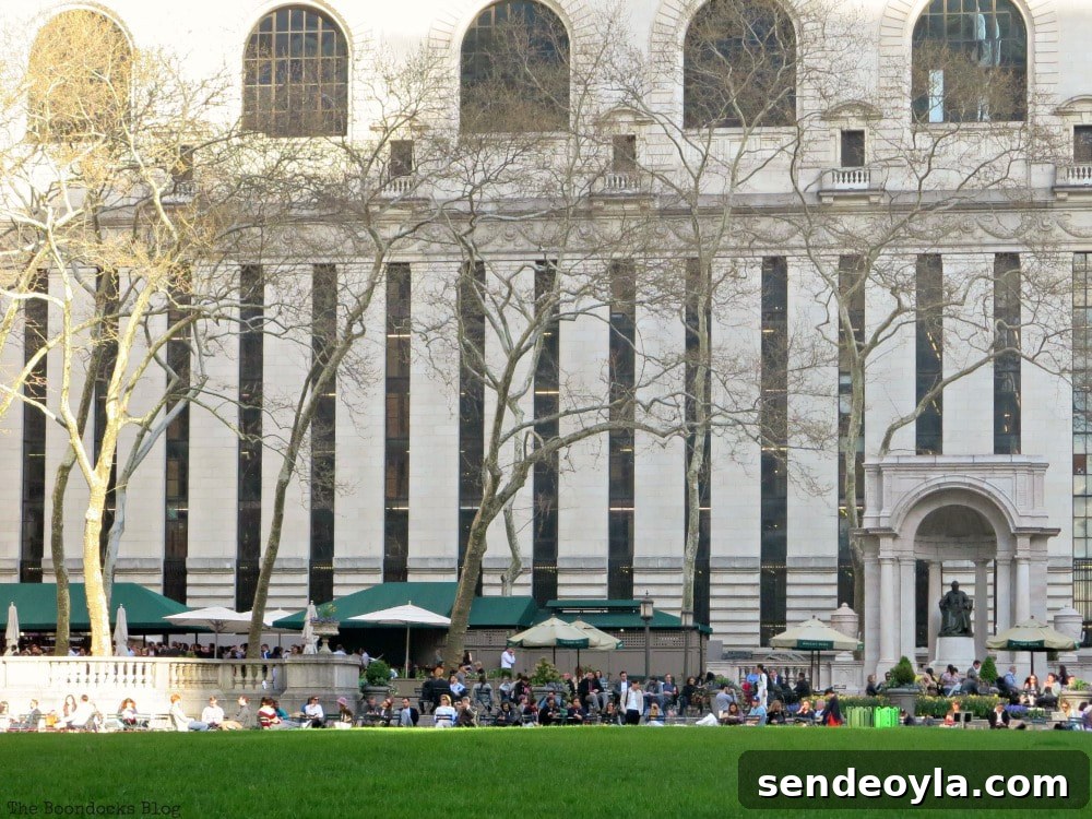 Discover Restored Bryant Park and Nearby Attractions 6 Tall narrow windows of library and the Bryant Park Cafe, A Visit to the Restored Bryant Park and its Surrounding Areas www.theboondocksblog.com