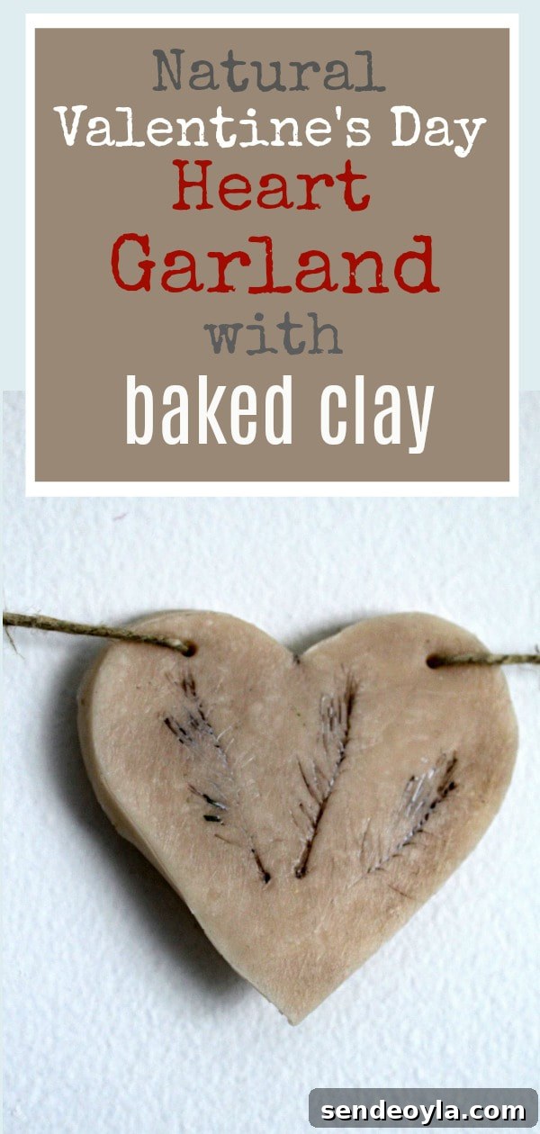 Neutral heart garland made from baked clay and twine