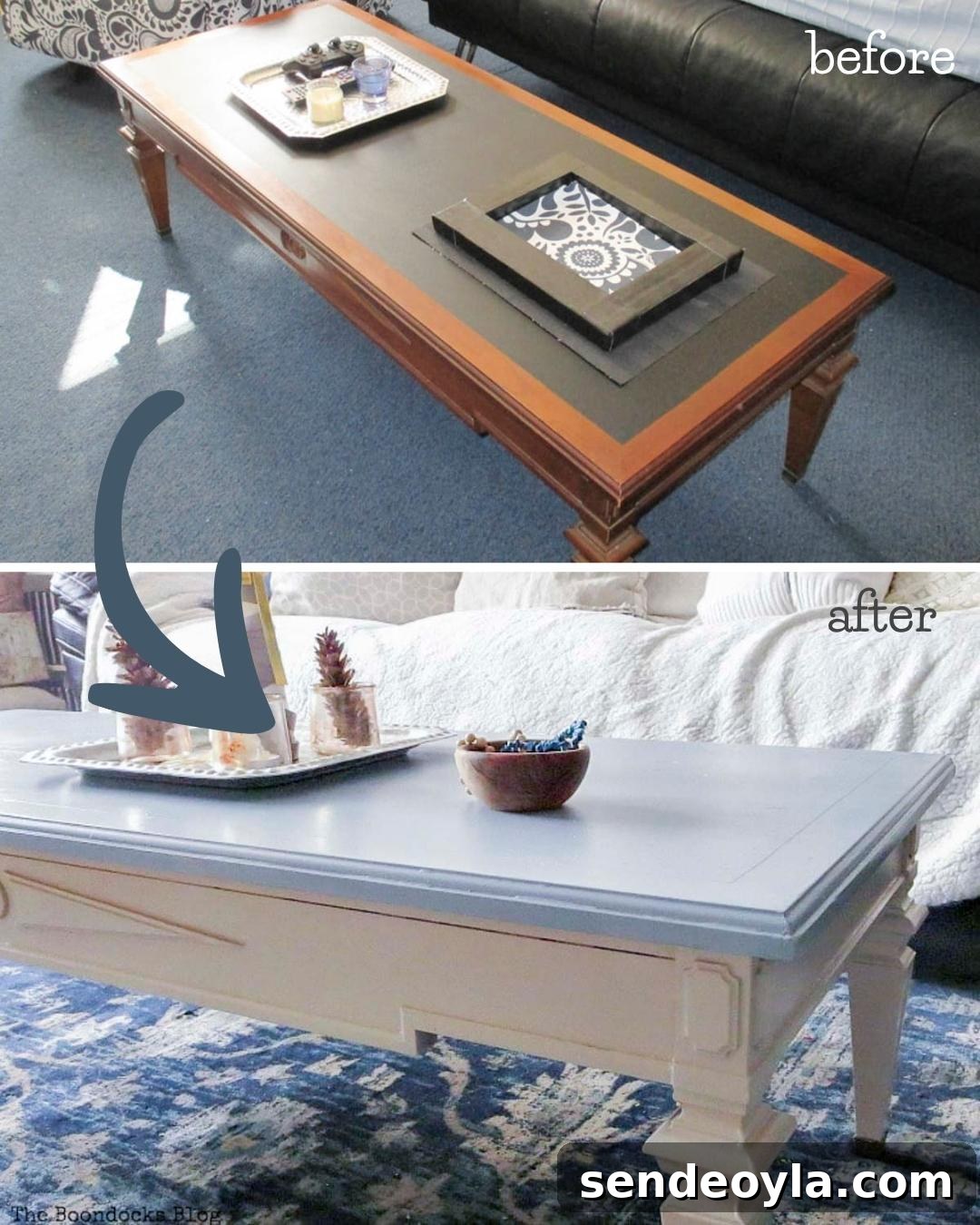 DIY Thrifted Coffee Table Makeover for a Modern Home 2 Before and after vintage coffee table