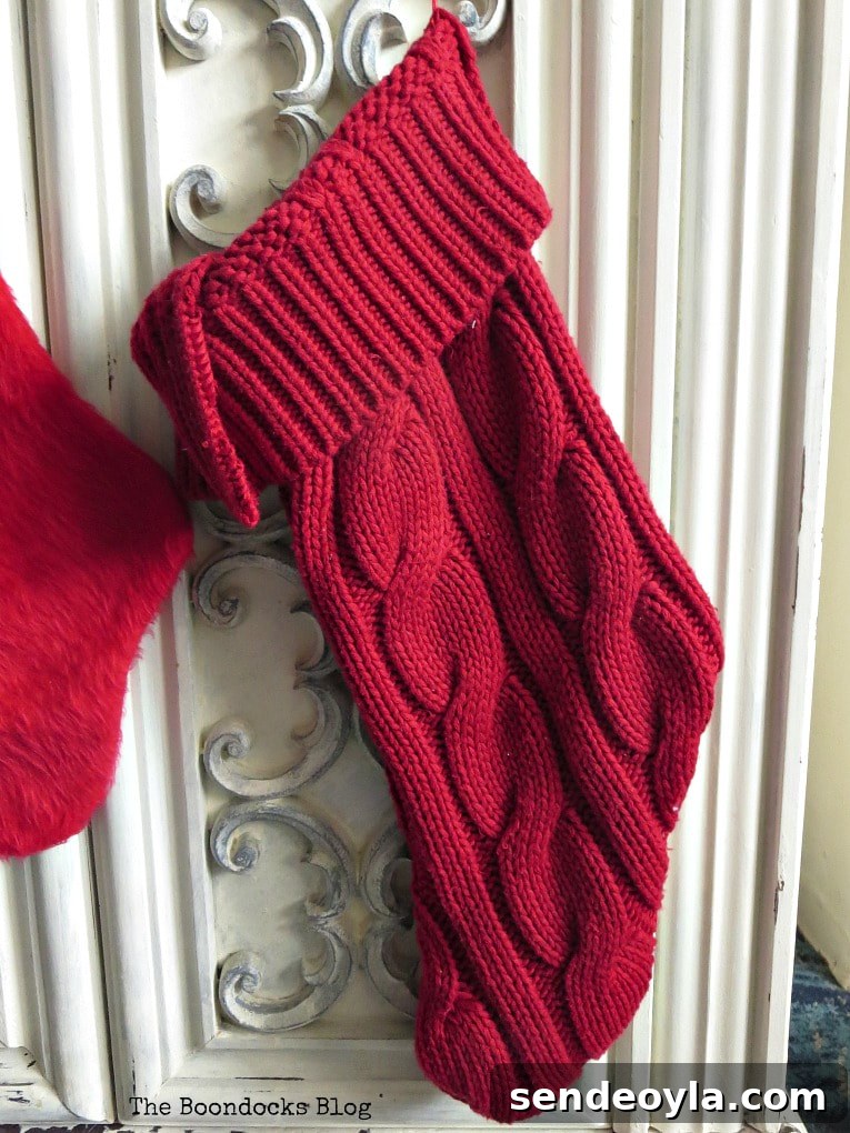 How to Make Christmas Stockings from Old Sweaters 7 finished stocking with turned over top as cuff, How to Make Easy Christmas Stockings from Sweaters