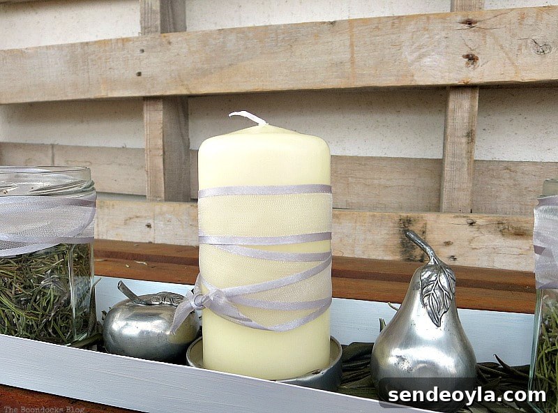 DIY Mini Christmas Tree from Dollar Store Fabric 18 Centerpiece with green and candles