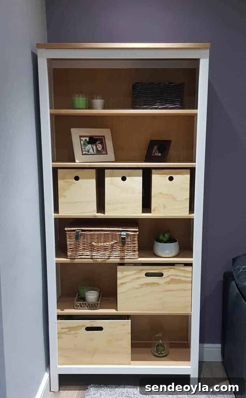 filing boxes and storage boxes in IKEA Hemnes bookcase