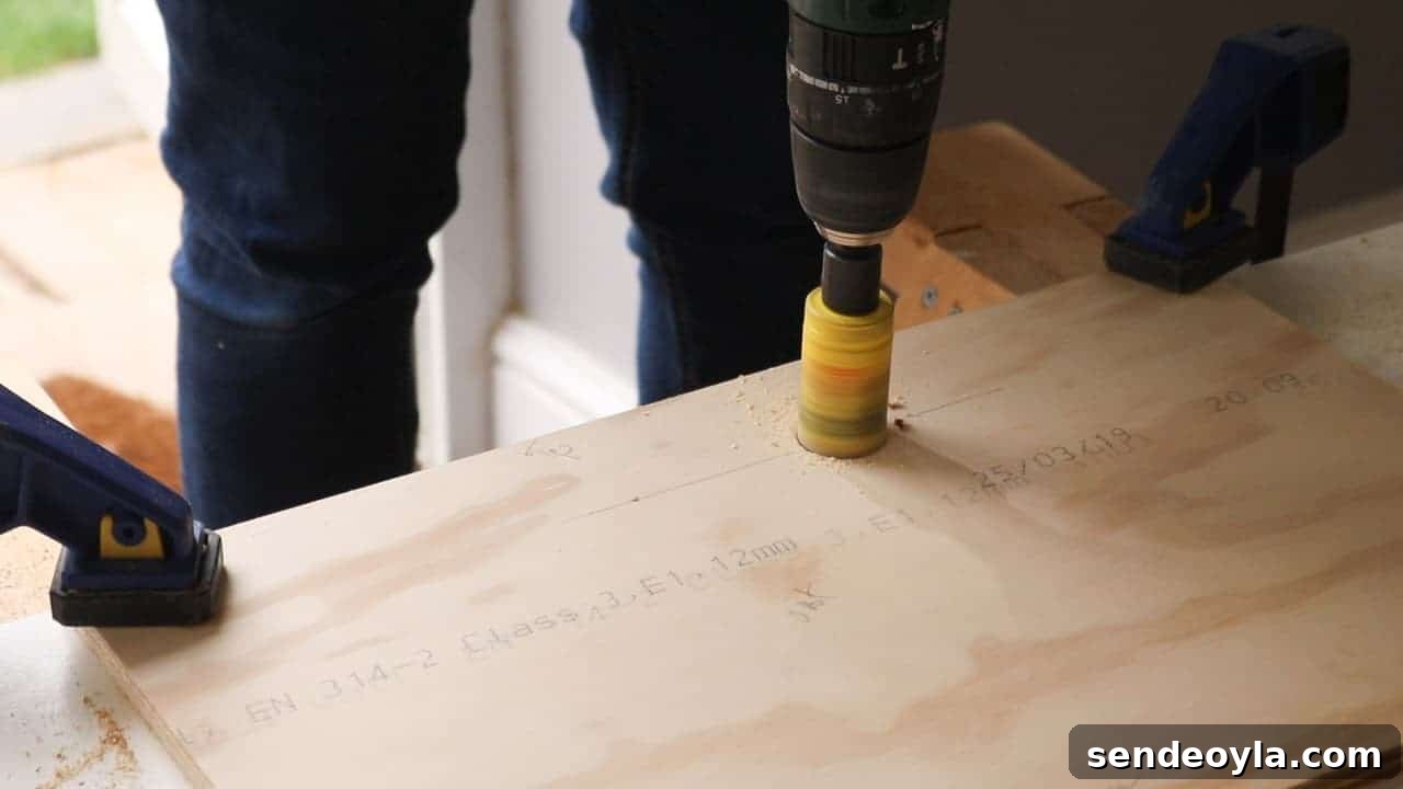 hole saw for handles in plywood