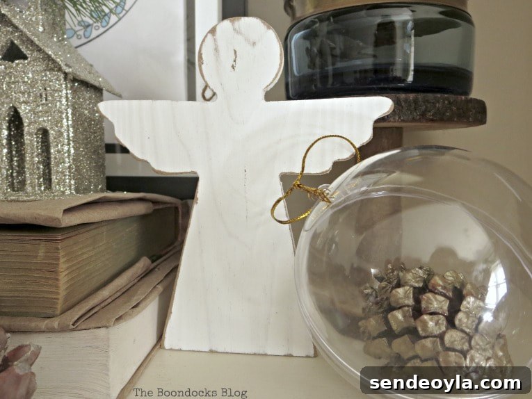 Upcycle Old Decor into Bright Christmas Vignettes 4 Wood Angel, How to Reuse Old Decor to Make Bright Christmas Vignettes www.theboondocksblog.com