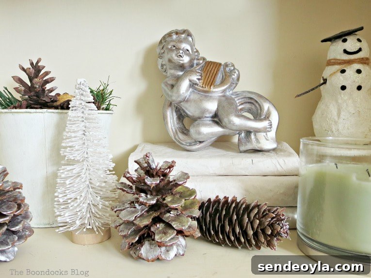 Upcycle Old Decor into Bright Christmas Vignettes 7 White and silver composition, How to Reuse Old Decor to Make Bright Christmas Vignettes www.theboondocksblog.com