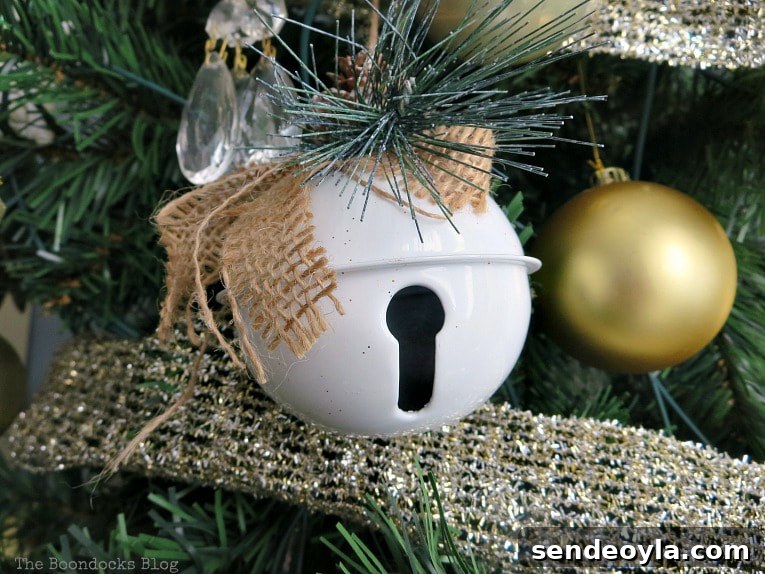 White farmhouse bell ornament