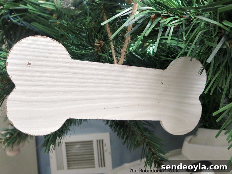 Wood dog bone ornament