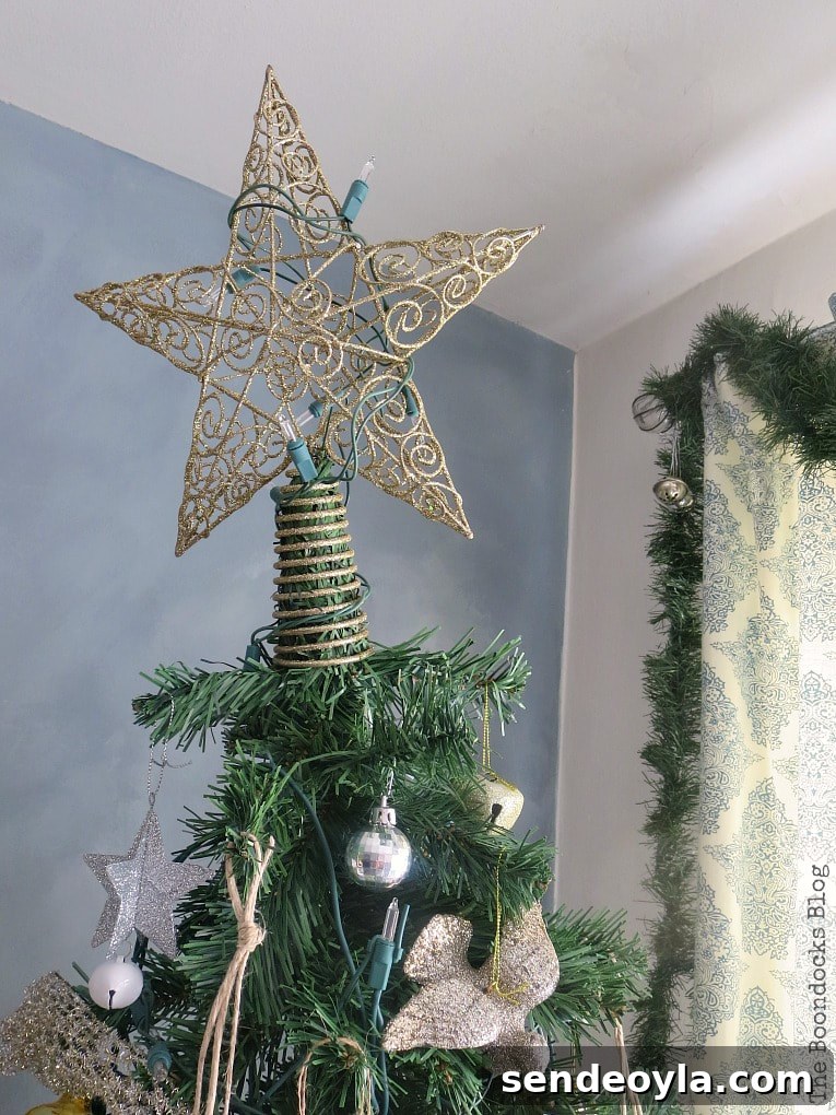 Gold star Christmas tree topper