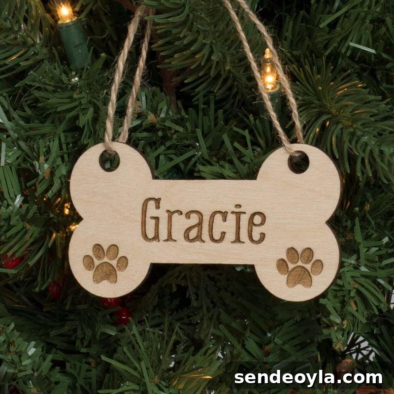 Wood dog bone ornament with dog's name, Ten Amazing Hand-Made Gifts for $10 and Under www.theboondocksblog.com