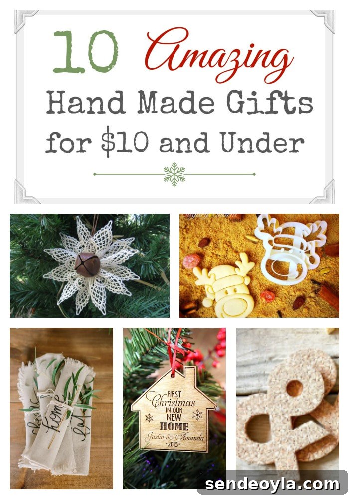 Collage of images showing 10 handmade gift ideas.