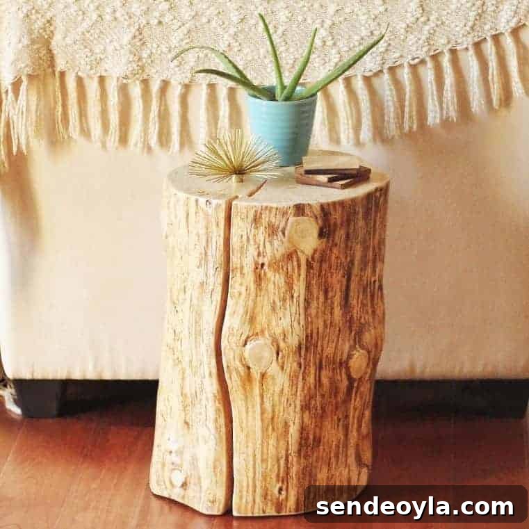 natural tree stump side table