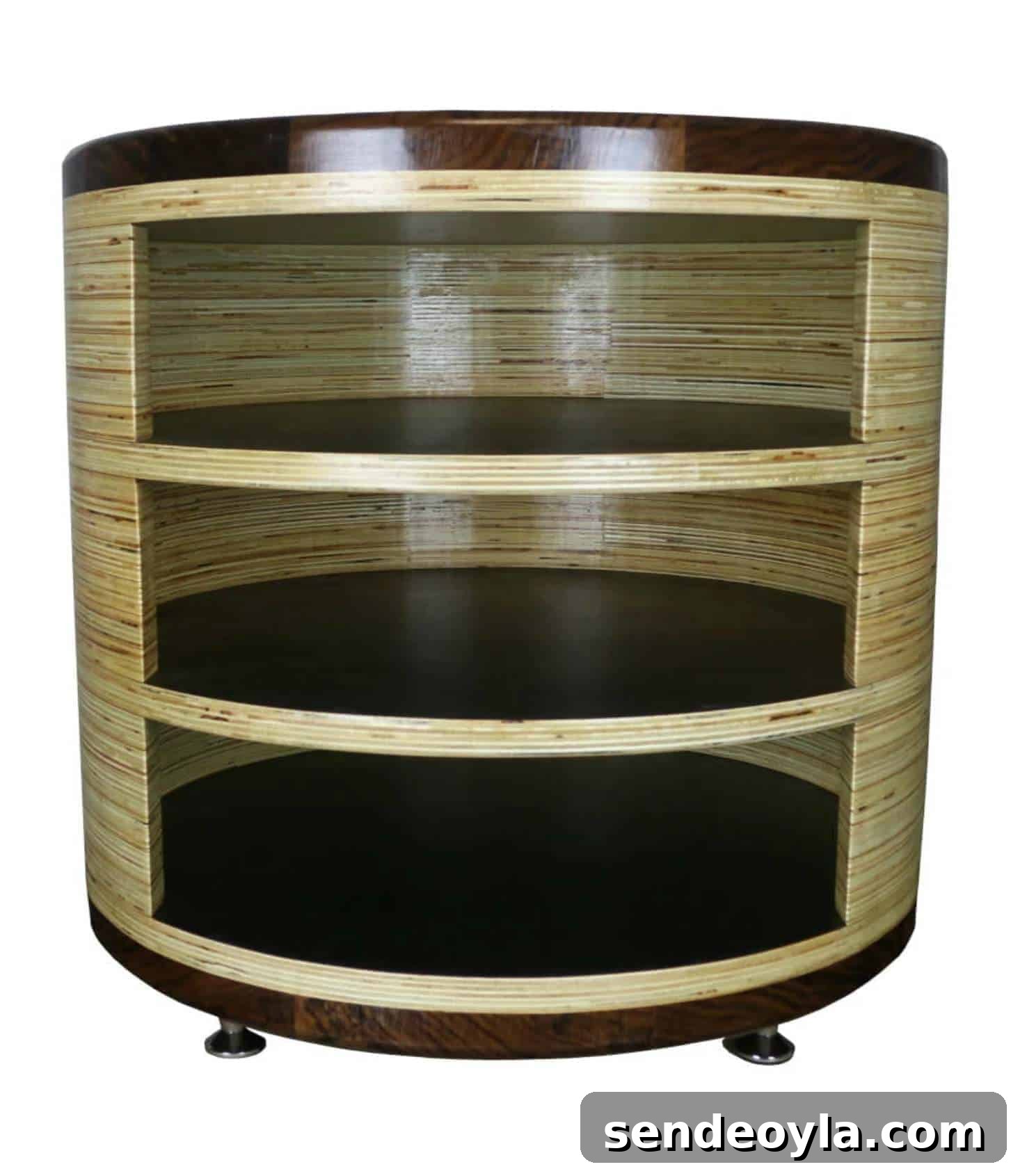 Cylinder Side Table made with plywood and walnut.