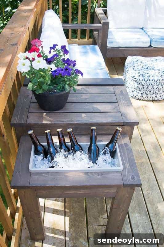 outdoor built in ice bucket unusual side table