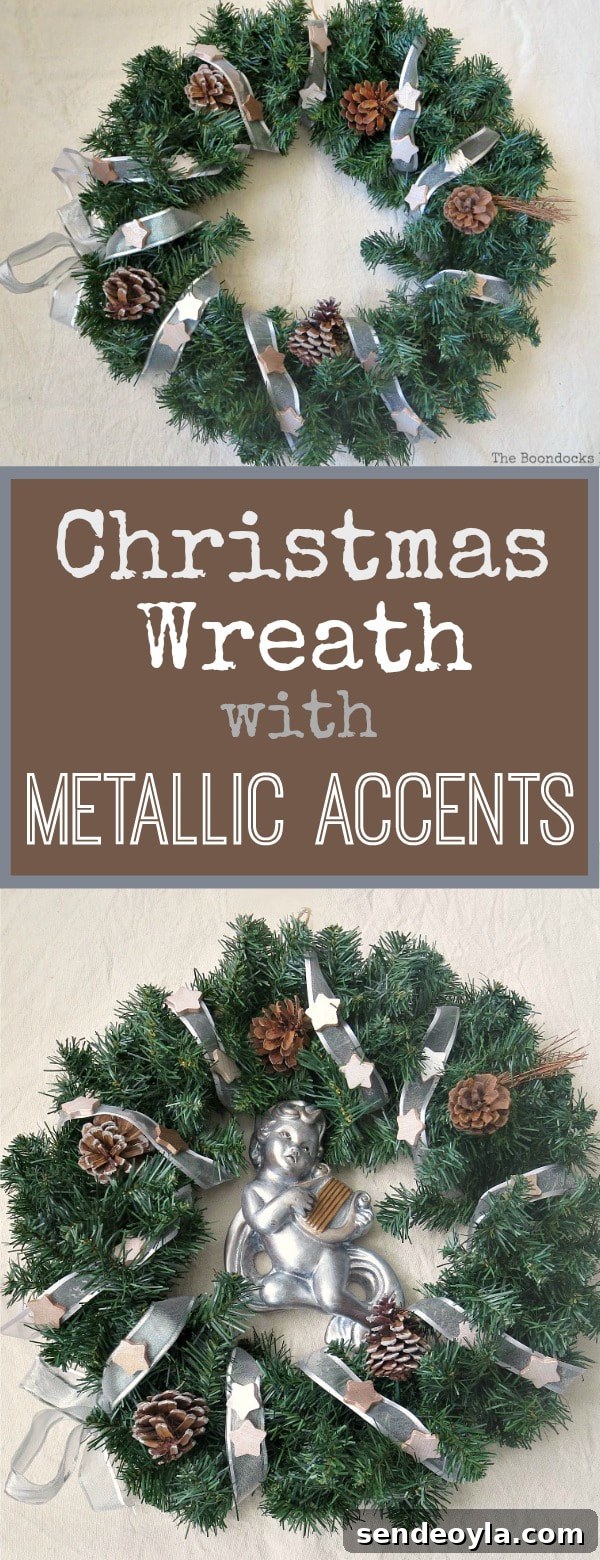 Christmas wreath with metallic accents