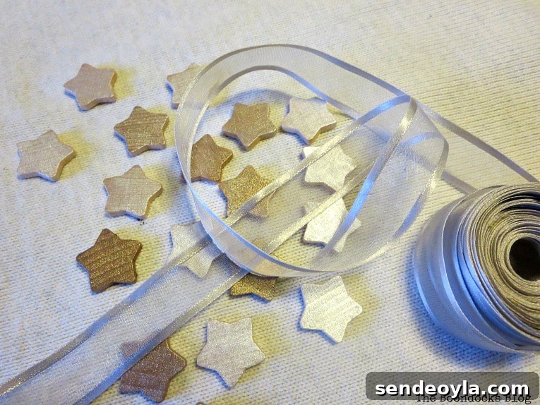 organza ribbon and metallic stars