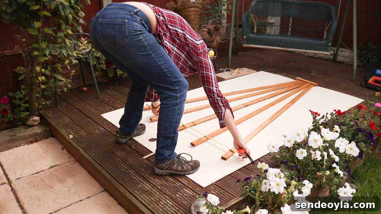 How to Build and Install a Wooden Trellis 10 making the fan of trellis equal