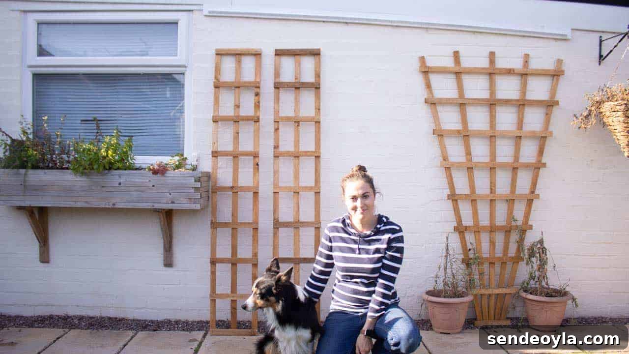 How to Build and Install a Wooden Trellis 3 The Carpenter's Daughter and Hans with finished trellis