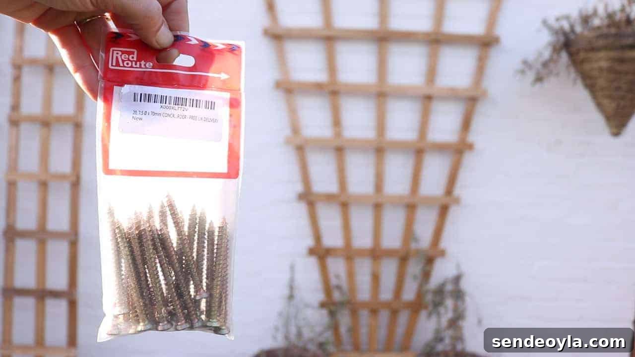 How to Build and Install a Wooden Trellis 15 concrete screws for brick wall to mount trellis