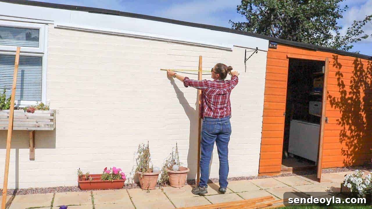 How to Build and Install a Wooden Trellis 4 Measuring for fan shaped trellis on wall