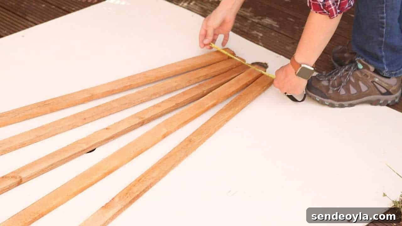 How to Build and Install a Wooden Trellis 7 measuring base of trellis of strip