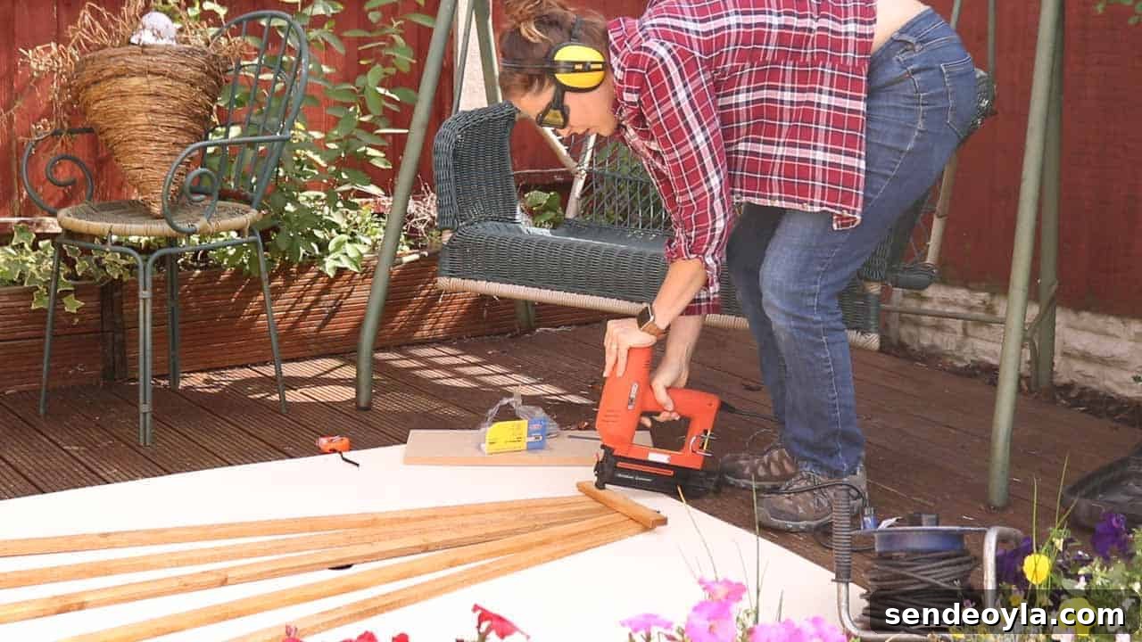 How to Build and Install a Wooden Trellis 8 nail gunning wooden trellis together