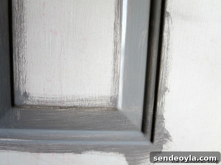 Painting the mould work on door