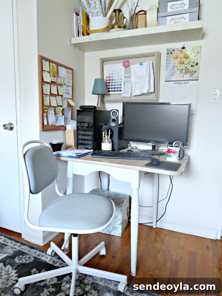 How to Create a Calm Bedroom: Serene Decor Ideas 10 Workstation with computer and chair, How to Create a Calm Look for a Bedroom www.theboondocksblog.com