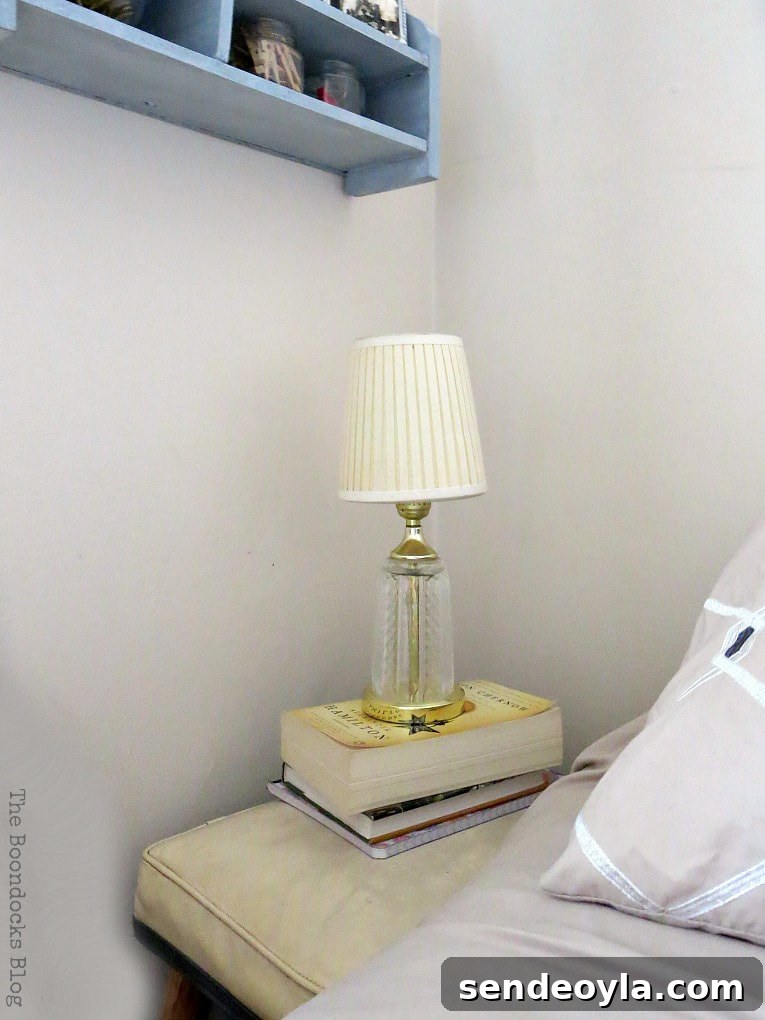How to Create a Calm Bedroom: Serene Decor Ideas 4 lamp on bench, How to Create a Calm Look for a Bedroom www.theboondocksblog.com