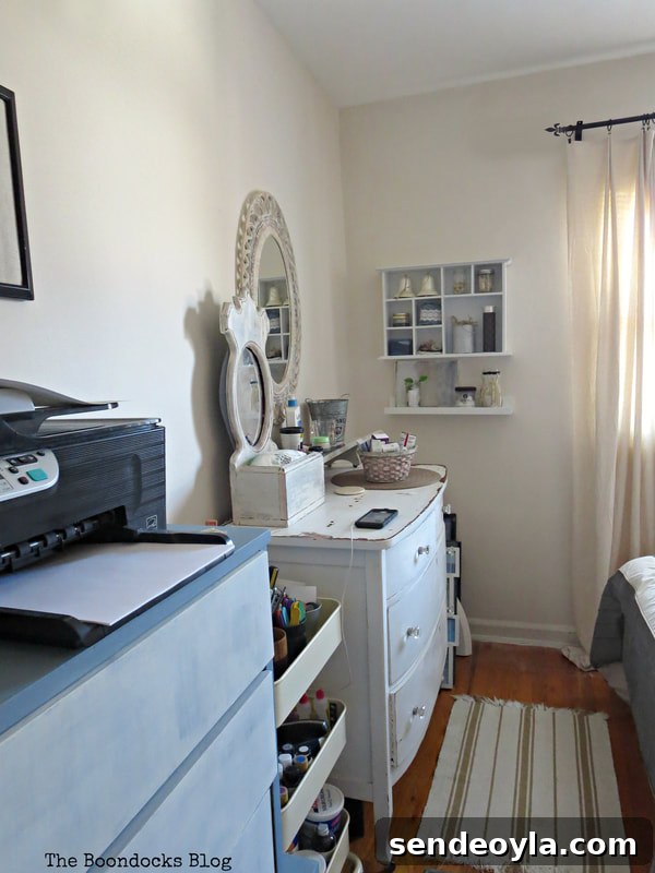 How to Create a Calm Bedroom: Serene Decor Ideas 6 Corner of bedroom with dresser and mirrors, How to Create a Calm Look for a Bedroom www.theboondocksblog.com