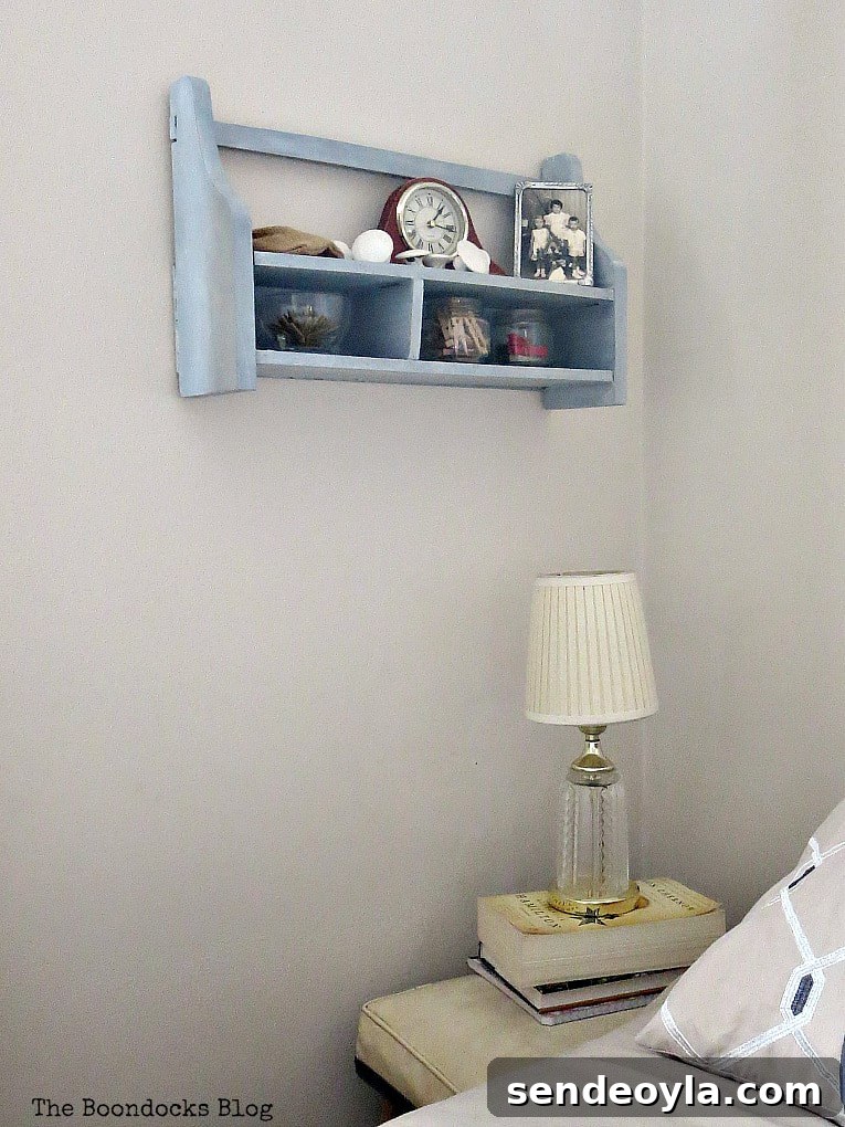 How to Add a Metallic Finish to a Painted Wood Shelf 15 Wall mounted wood cubby shelf, #decorativewax #shineandshimmer #paintedwood #shelfmakeover #OFMP #DecoArtMedia #upcycle A Super Easy Way to Add Shimmer to a Shelf, theboondocksblog