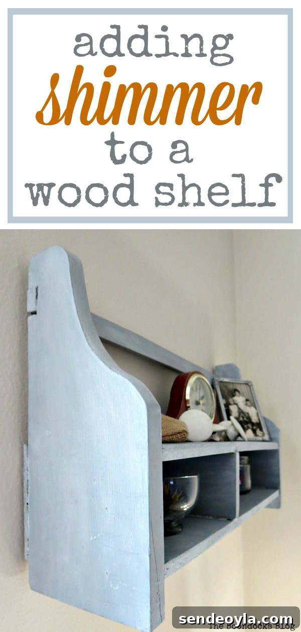 How to Add a Metallic Finish to a Painted Wood Shelf 17 Wall mounted wood cubby shelf, painted with milk paint and metallic lustre paint #decorativewax #shineandshimmer #paintedwood #shelfmakeover #OFMP #DecoArtMedia #upcycle A Super Easy Way to Add Shimmer to a Shelf, theboondocksblog