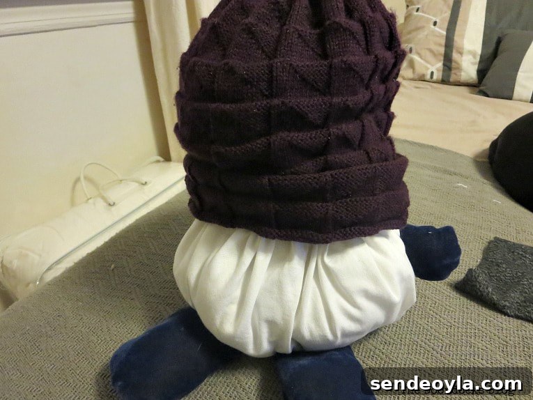 the beanie on top of the pumpkin body