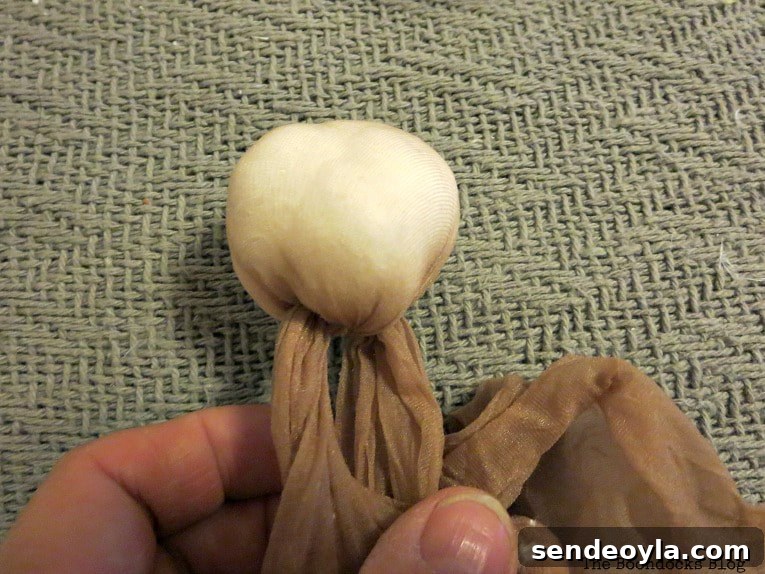 cottonballs inside a stocking for nose