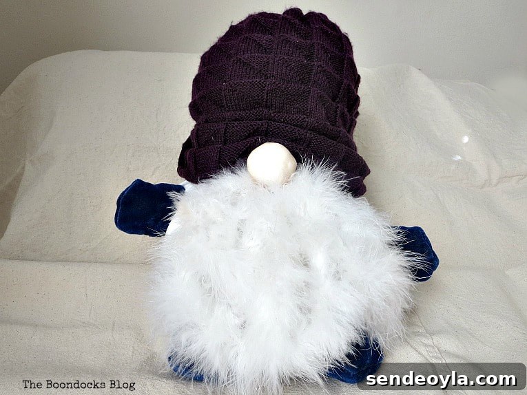 DIY Gnome Making Mistakes to Avoid 19 Gnome with purple beanie