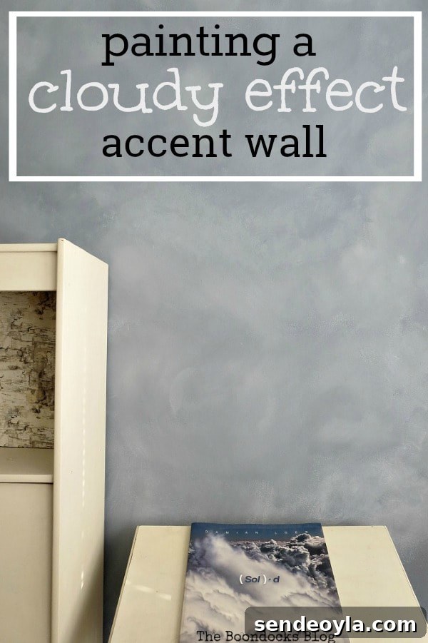 How to Paint a Cloud Accent Wall: DIY Step-by-Step Guide 23 Accent wall with a cloud effect with text overlay "painting a cloudy effect accent wall."